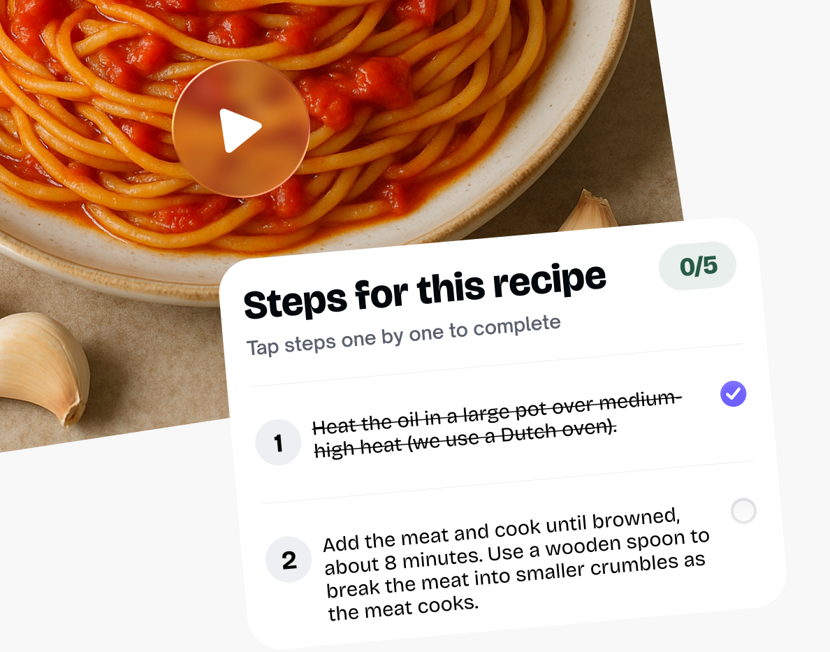 Suphra cook flow: steps and recipe in one place